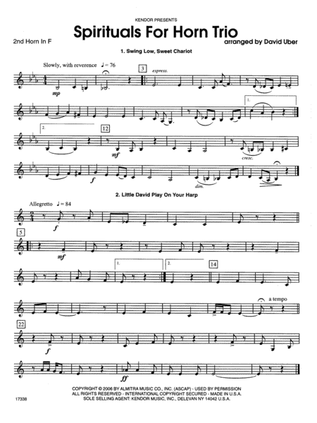 Spirituals For Horn Trio - 2nd Horn in F