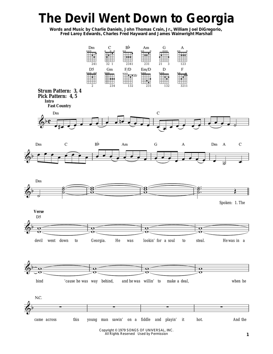 The Devil Went Down To Georgia Acoustic Guitar scores gallery preview page 1