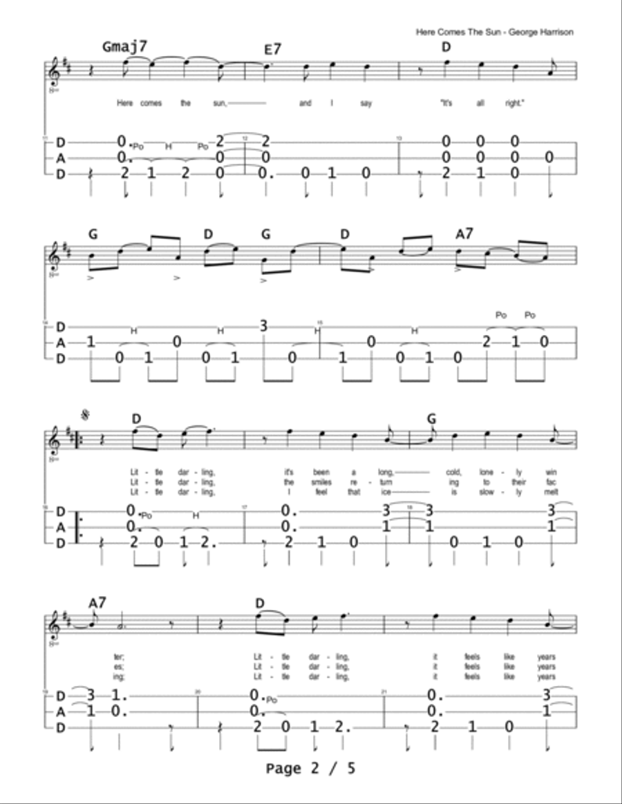 Here Comes The Sun Here Comes The Sun Dulcimer scores gallery preview page 2