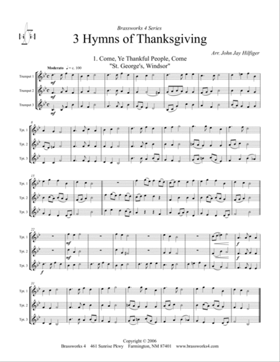 3 Hymns of Thanksgiving 3 Hymns of Thanksgiving Trumpet Trio scores gallery preview page 2