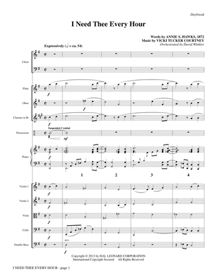 Book cover for I Need Thee Every Hour - Full Score