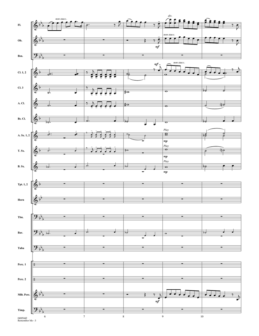 Remember Me (from Coco) (arr. Johnnie Vinson) - Conductor Score (Full Score) Concert Band scores gallery preview page 3