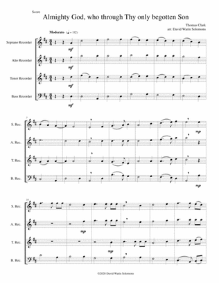 Almighty God, who through thy only begotten Son (Easter motet) for recorder quartet