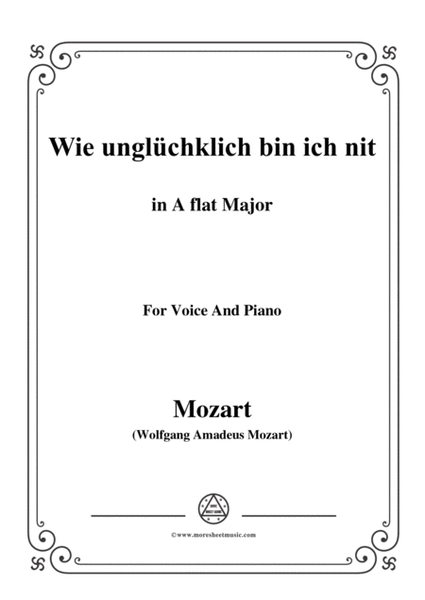 Mozart-Wie unglüchklich bin ich nit,in A flat Major,for Voice and Piano image number null