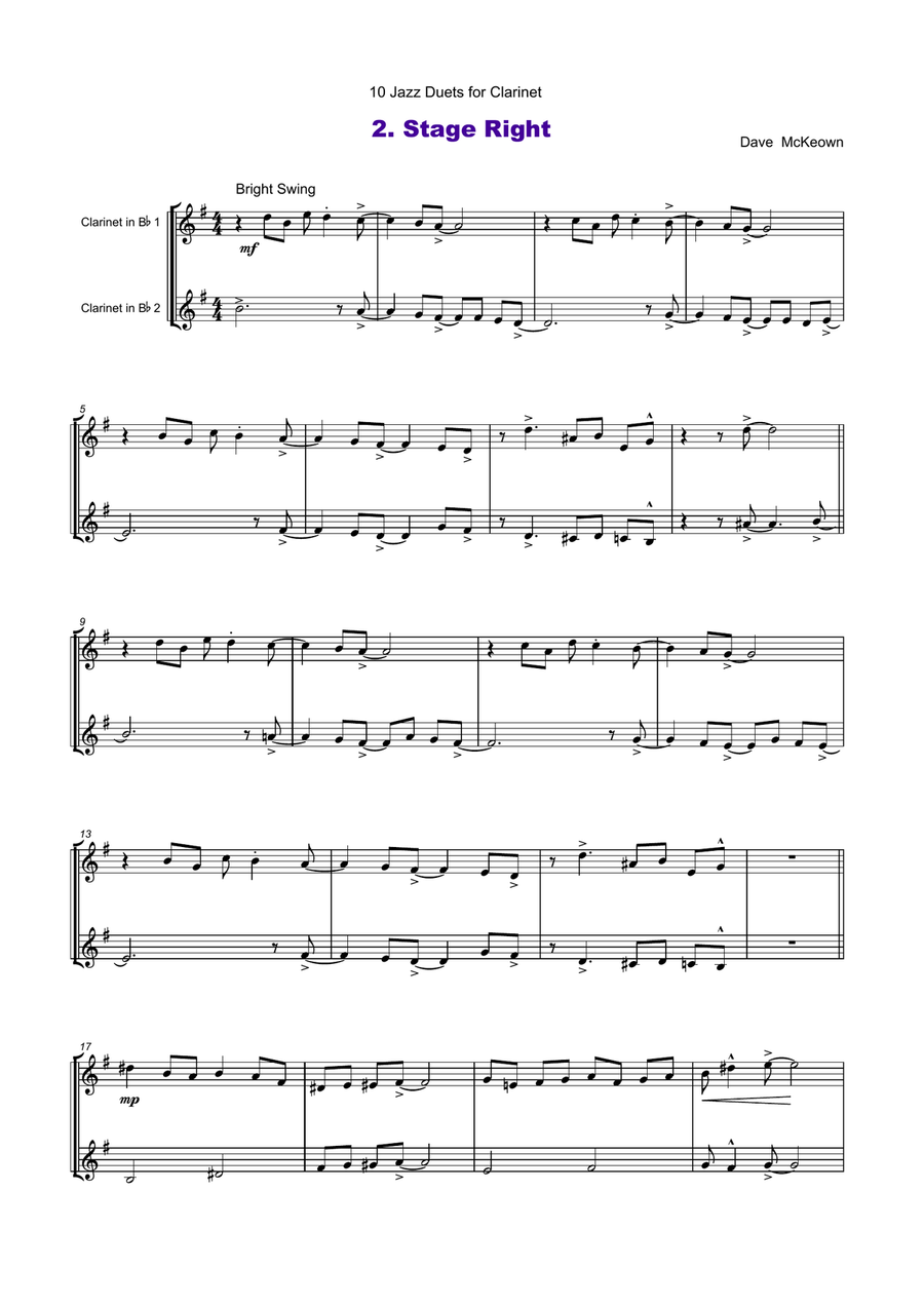 10 Jazz Duets for Clarinet Clarinet Duet scores gallery preview page 3