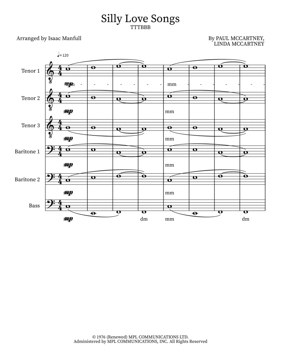 Silly Love Songs Choir scores gallery preview page 1