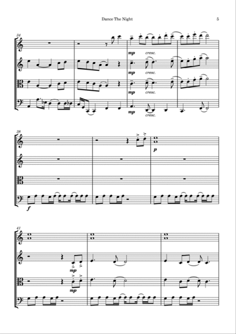 Dance The Night String Trio scores gallery preview page 5