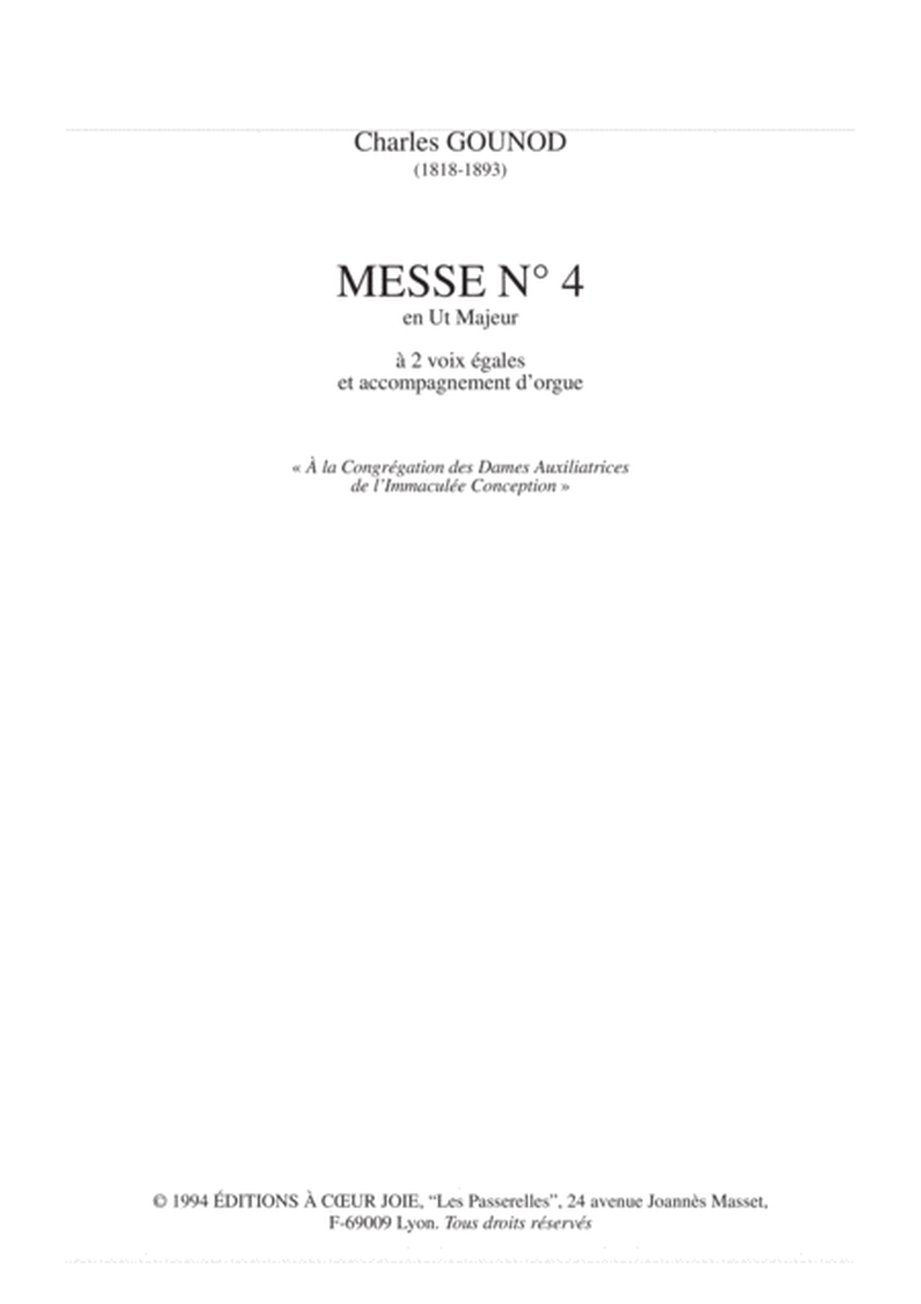 Messe N 4 En Ut Majeur - Choeur Et Orgue