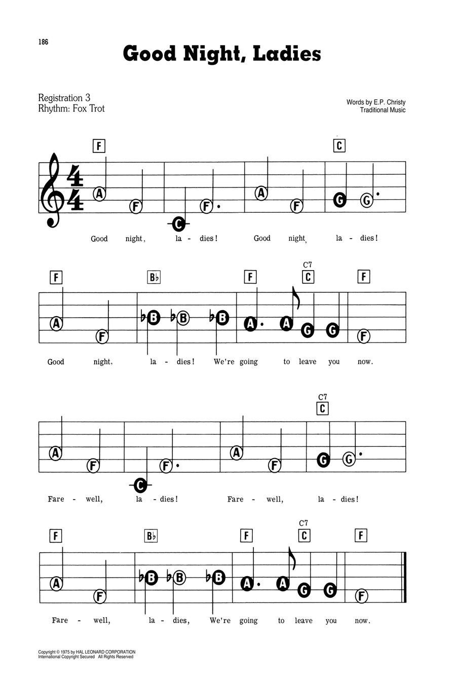 Good Night Ladies Electronic Keyboard scores gallery preview page 1