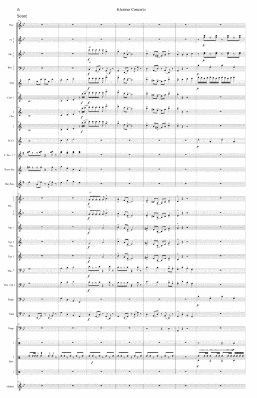 Klezmer 101 from Klezmer Concerto for Clarinet and Wind Orchestra (complete score) Concert Band scores gallery preview page 6