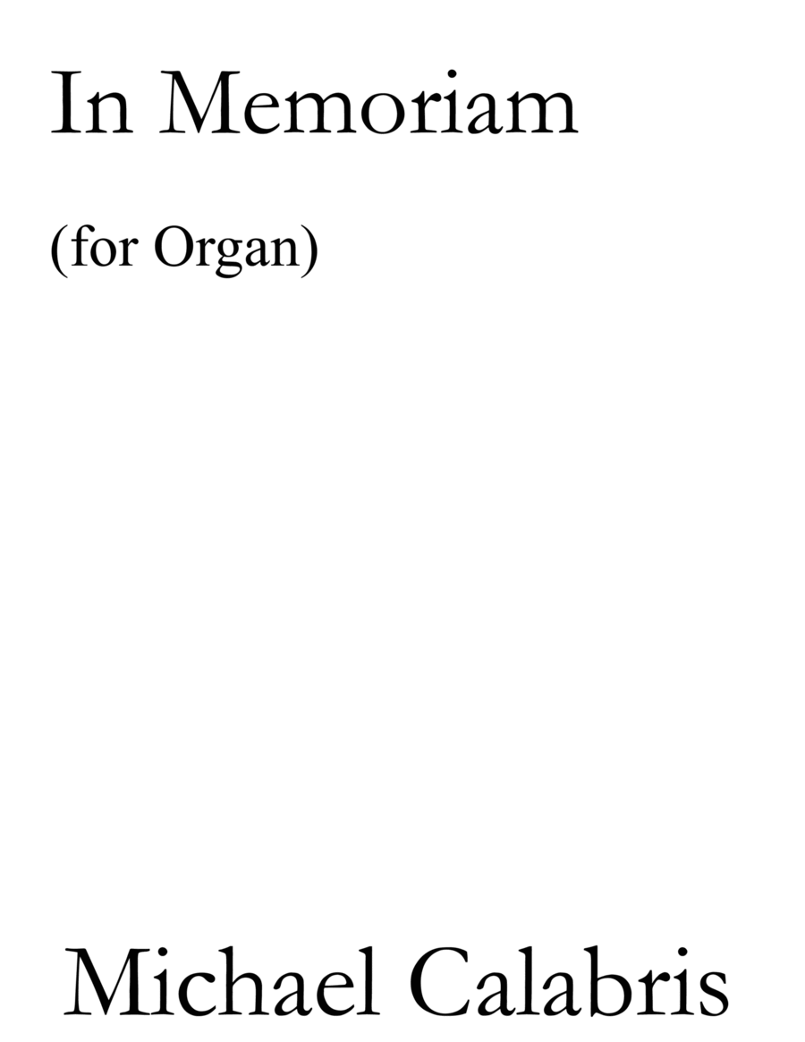 In Memoriam (for Organ)