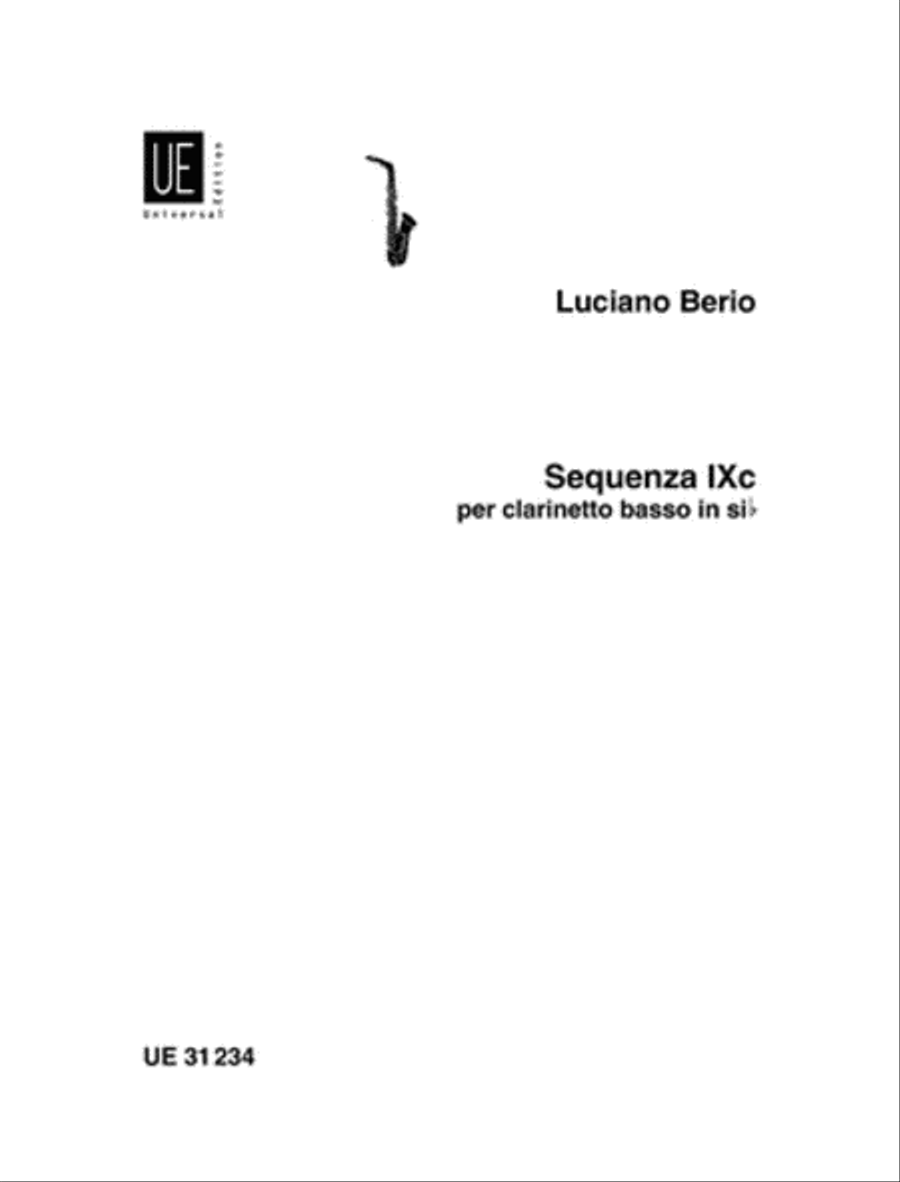 Book cover for Sequenza 9C, Bass Clarinet Sol