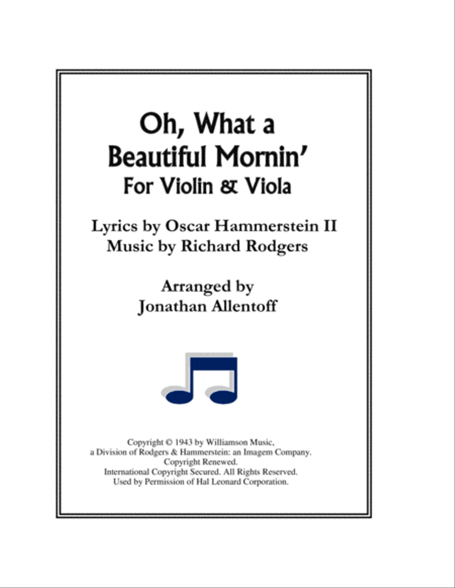 Oh, What A Beautiful Mornin' String Duet scores gallery preview page 1