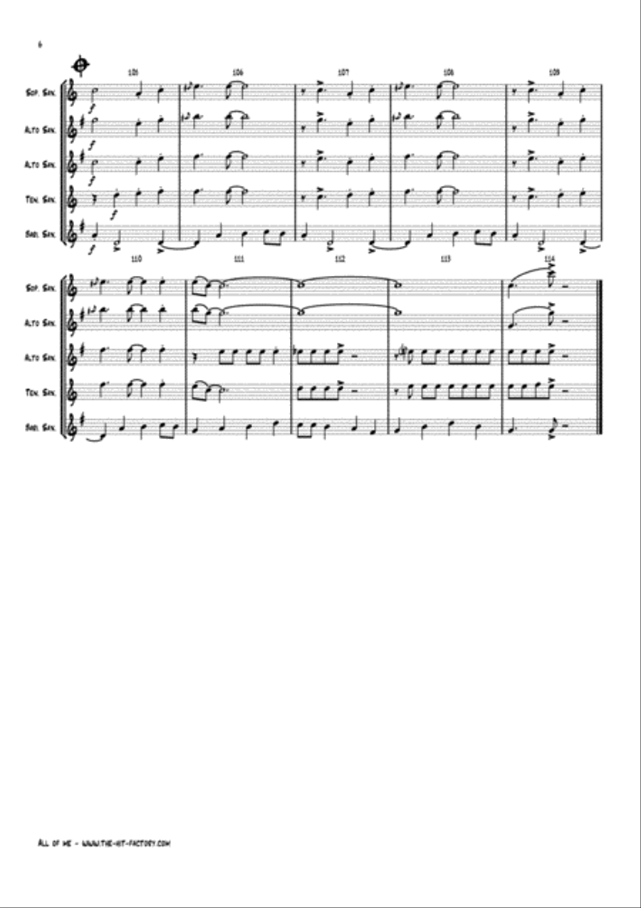 All Of Me Saxophone Quartet scores gallery preview page 6
