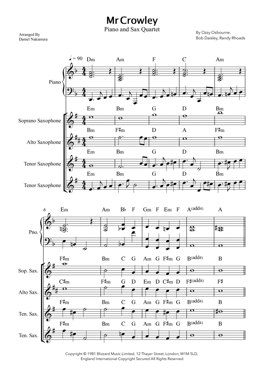 Mr. Crowley Mr. Crowley Tenor Saxophone scores gallery preview page 1
