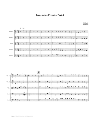 Jesu, meine Freude - Part 4, by J.S. Bach for String Quintet