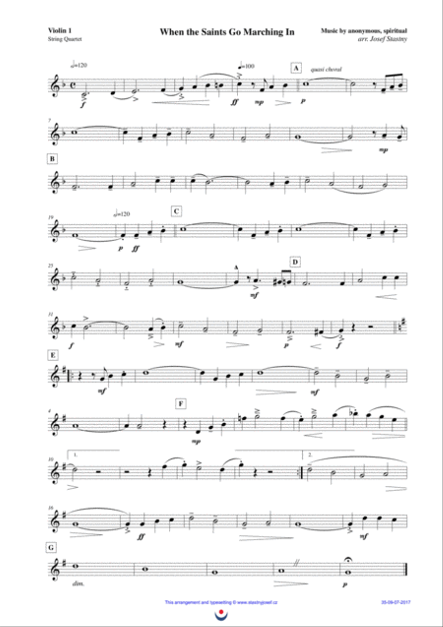 When the Saints Go Marching In String Quartet scores gallery preview page 3