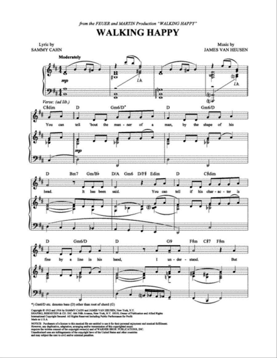 Walking Happy Walking Happy Piano, Vocal, Guitar scores gallery preview page 1