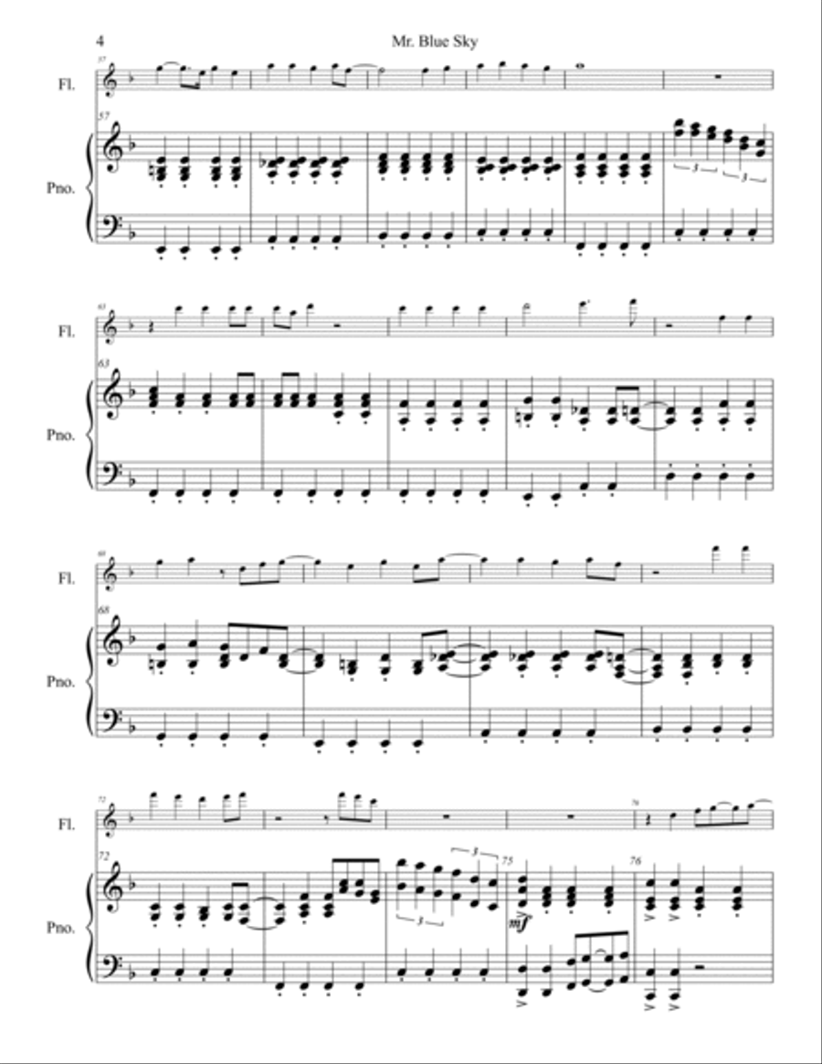 Mr. Blue Sky Flute Solo scores gallery preview page 5
