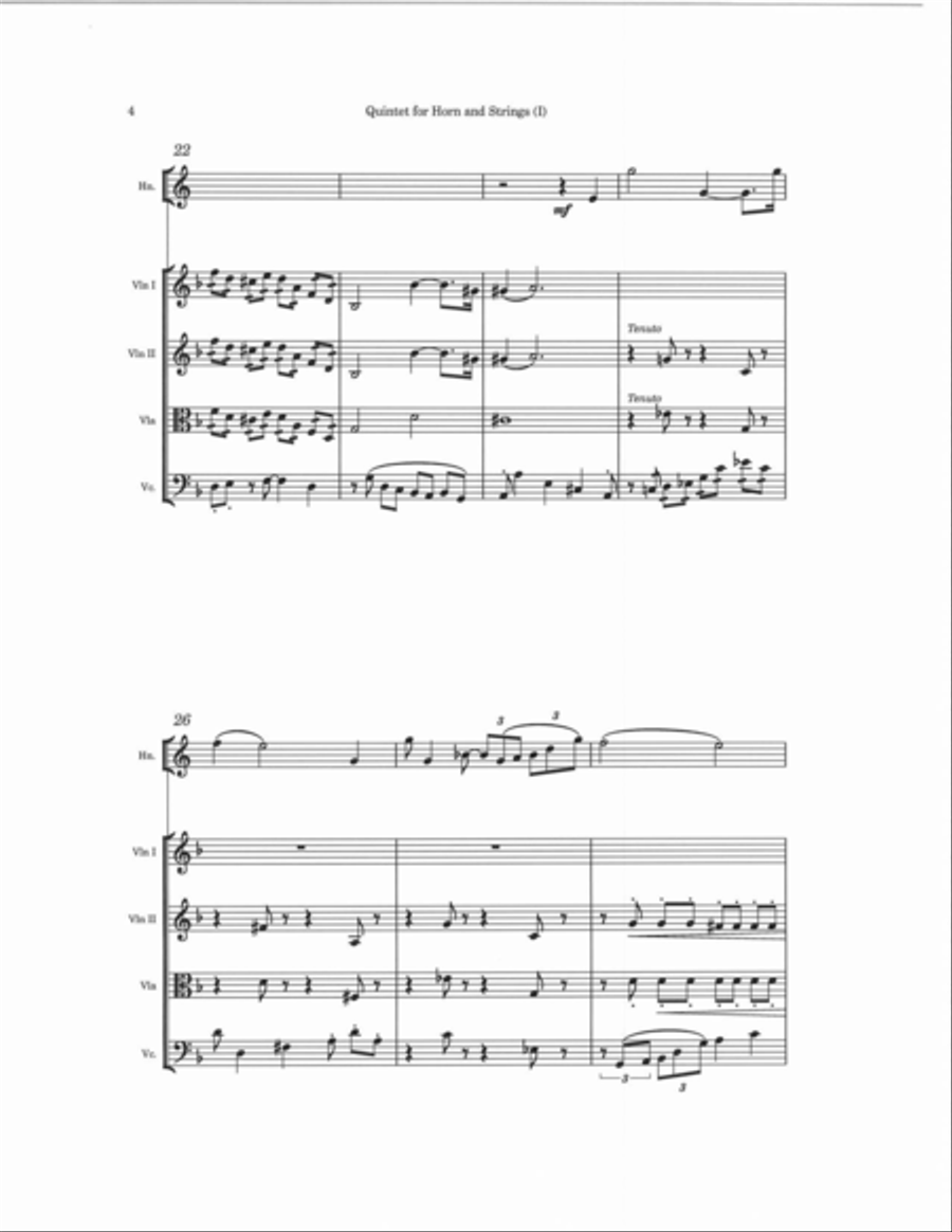 Quintet for Horn and Strings Chamber Orchestra scores gallery preview page 4