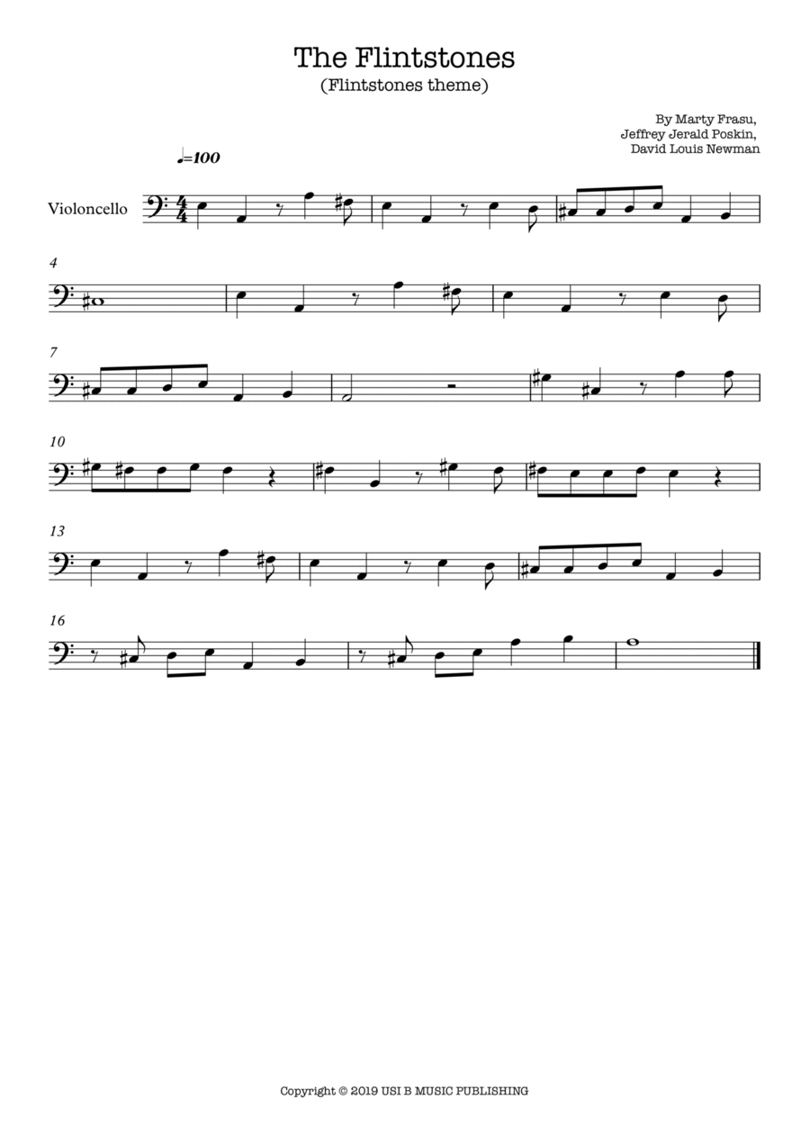 The Flintstones Cello Solo scores gallery preview page 1
