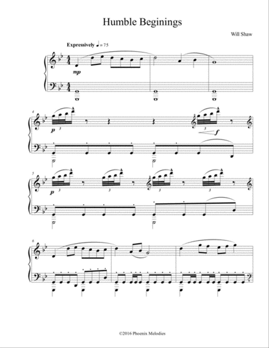 Humble Beginnings Humble Beginnings Piano Solo scores gallery preview page 1