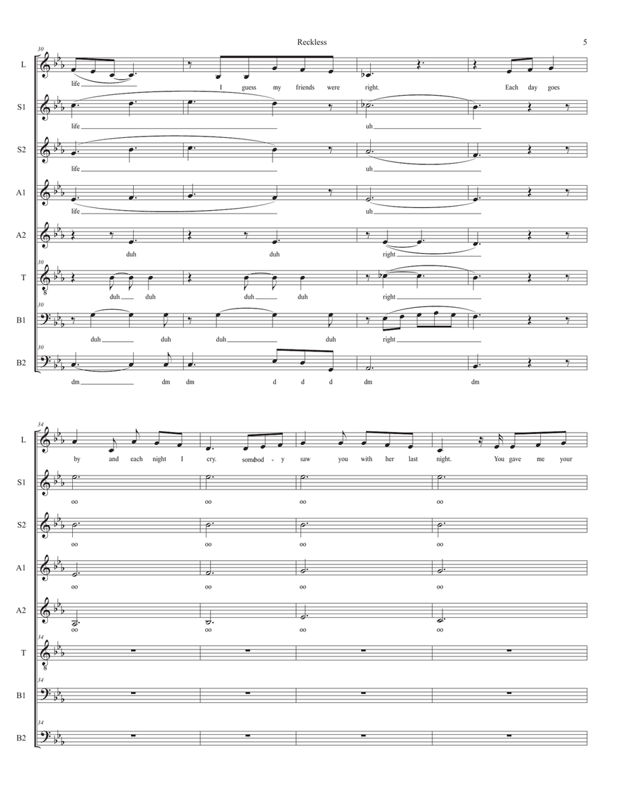 Reckless Divisi scores gallery preview page 5