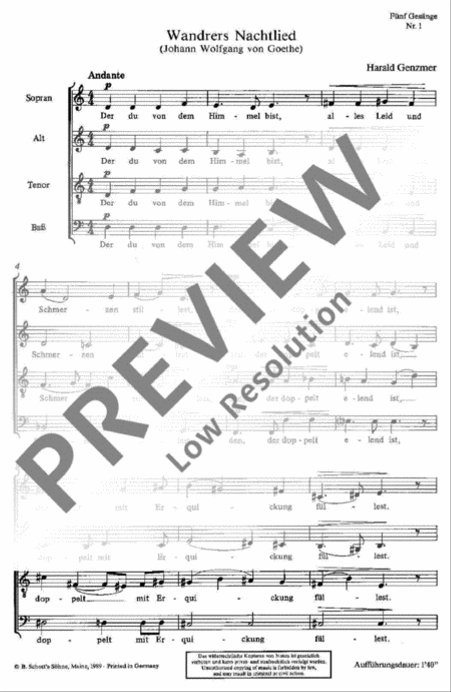 Fünf Gesänge Fünf Gesänge 4-Part scores gallery preview page 3