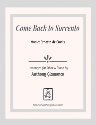Book cover for COME BACK TO SORRENTO - oboe and piano