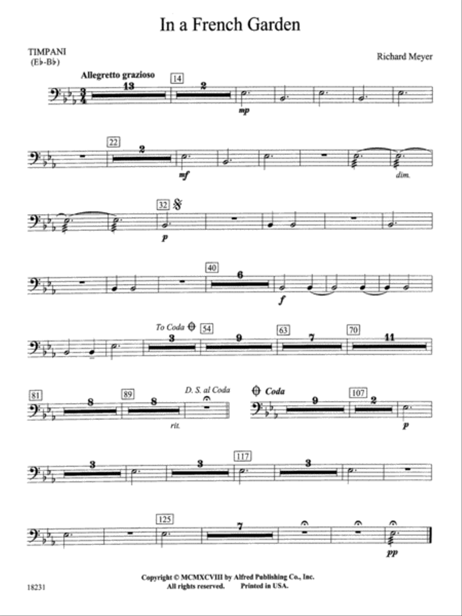 In a French Garden: Timpani Concert Band scores gallery preview page 1
