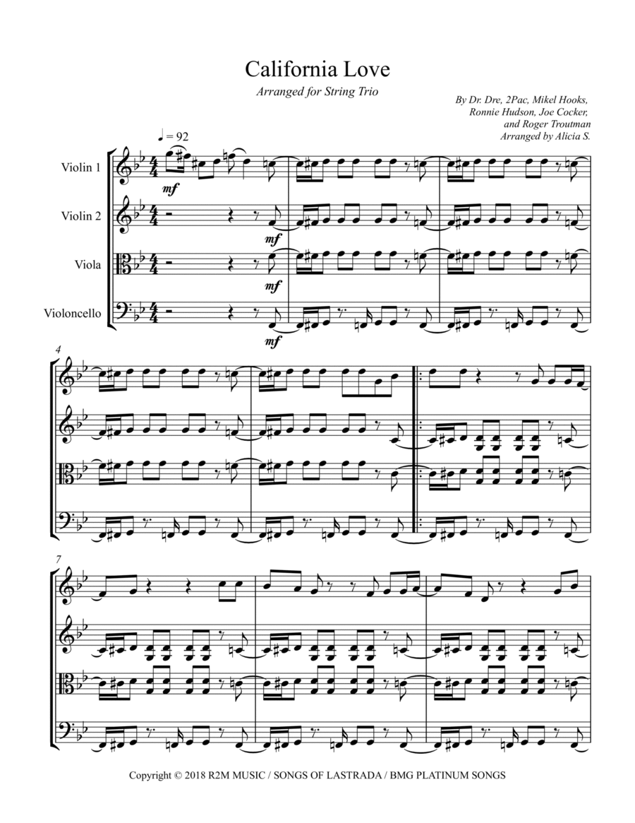 California Love (remix) California Love (remix) String Trio scores gallery preview page 1