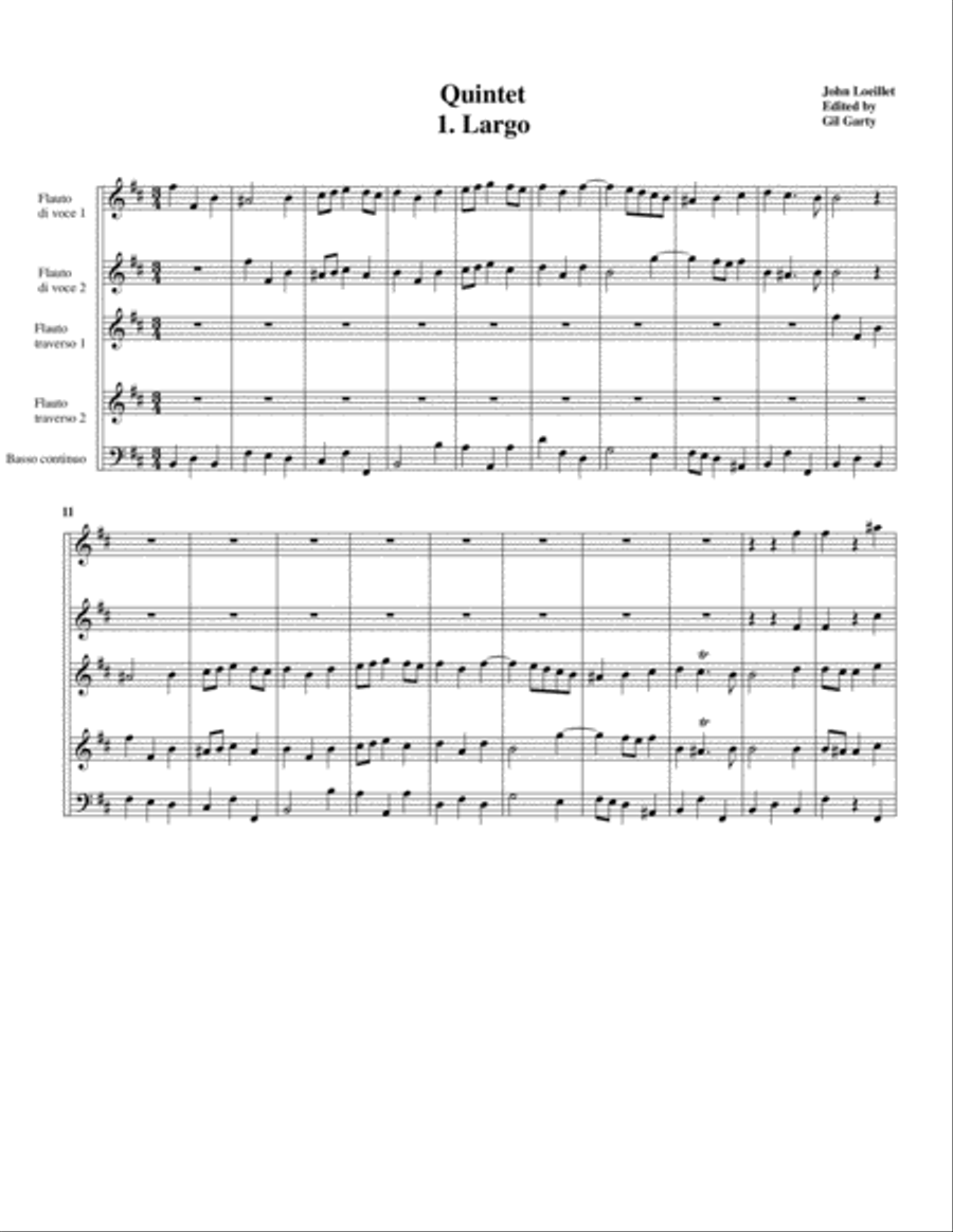 Quintet for 2 voice flutes, 2 flutes and basso continuo in B minor Small Ensemble scores gallery preview page 2