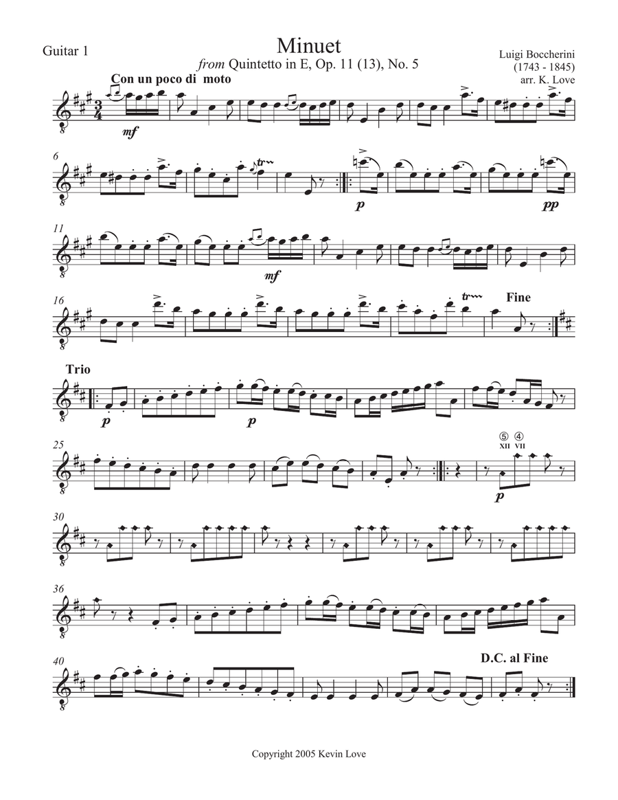 Minuet (Guitar Trio) - Score and Parts Guitar Ensemble scores gallery preview page 5