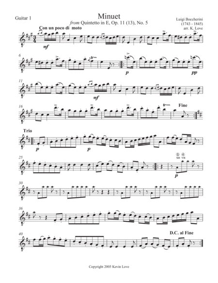 Minuet (Guitar Trio) - Score and Parts image number null