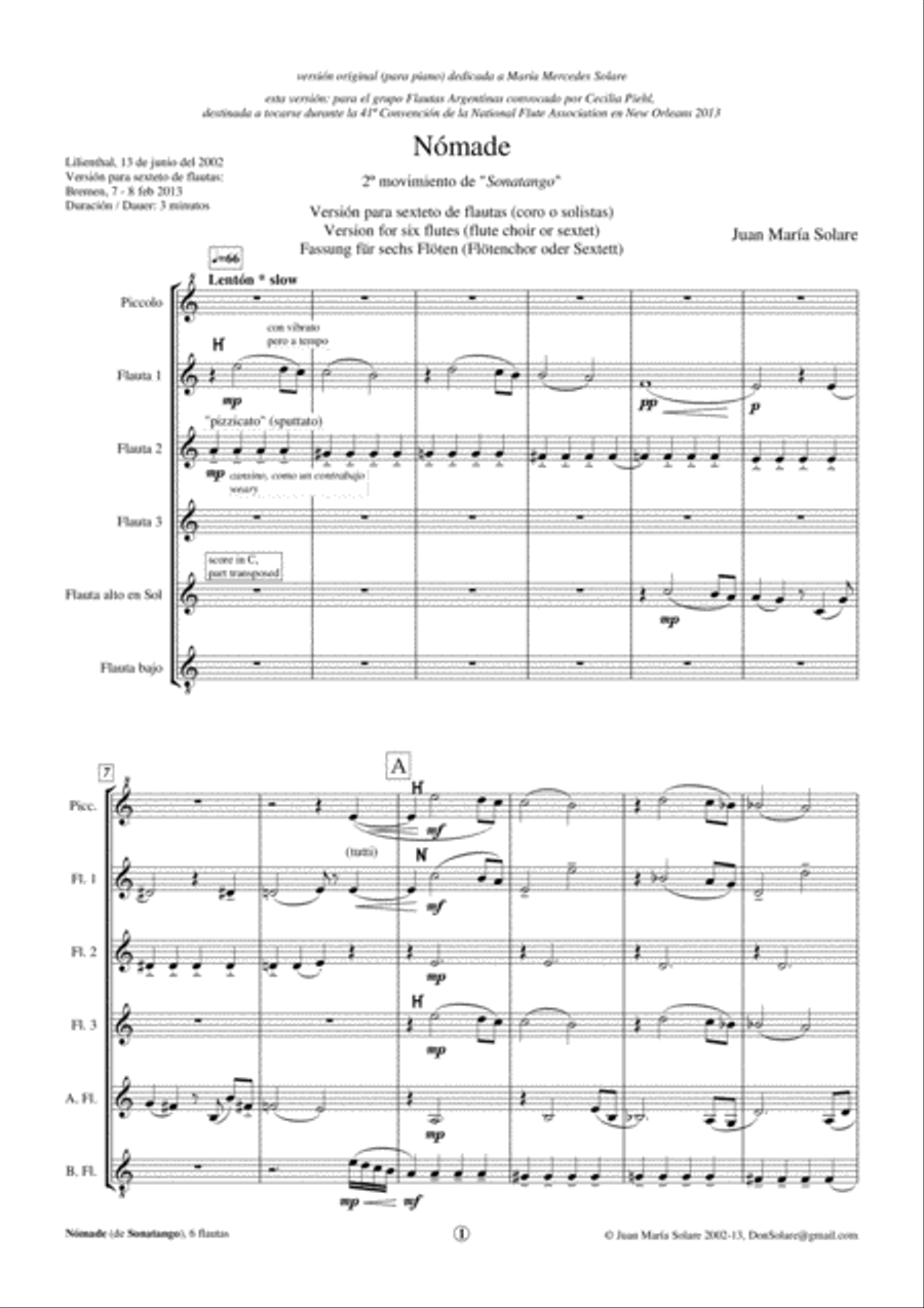 Nómade [flute choir - 6 parts] Flute Choir scores gallery preview page 4