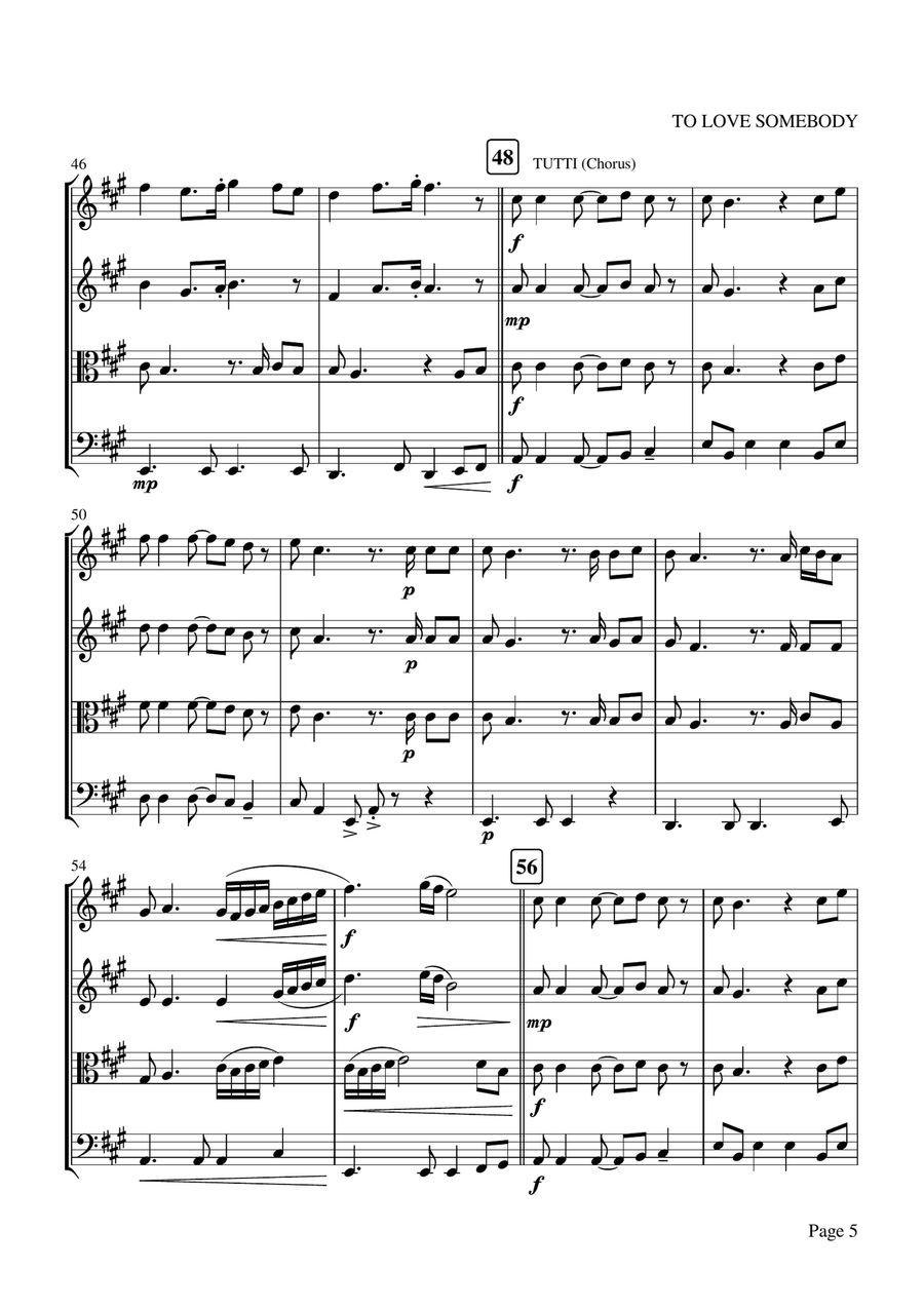 To Love Somebody String Quartet scores gallery preview page 5