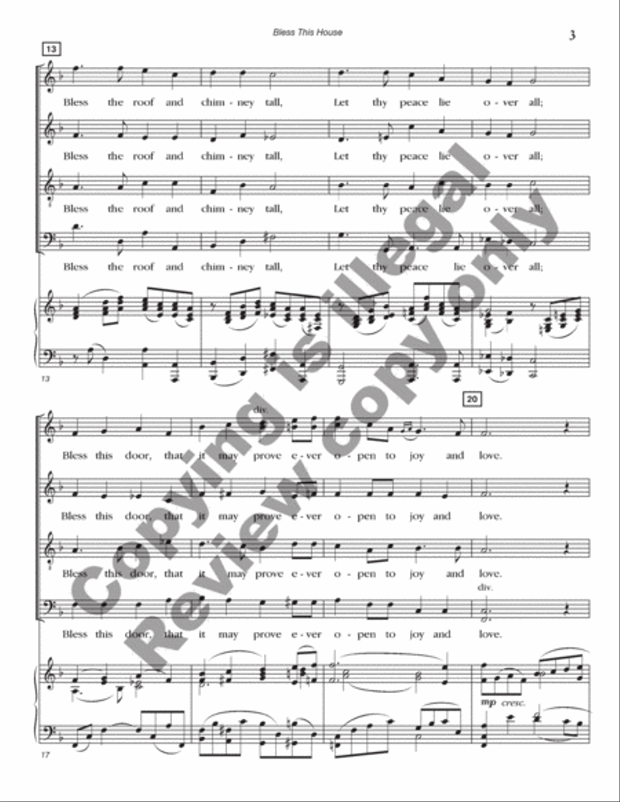 Bless this House 4-Part scores gallery preview page 4