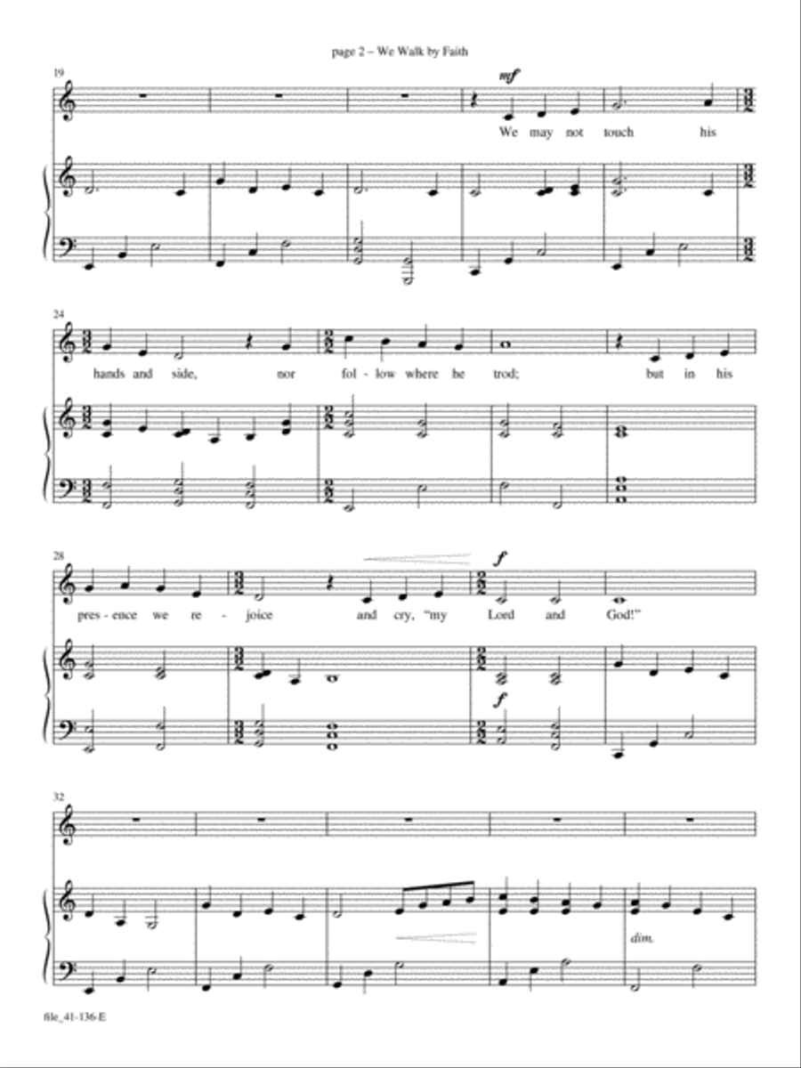 We Walk by Faith (Med-Low Voice) Medium Voice scores gallery preview page 2