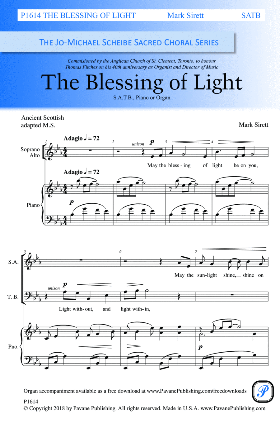 The Blessing Of Light 4-Part scores gallery preview page 1