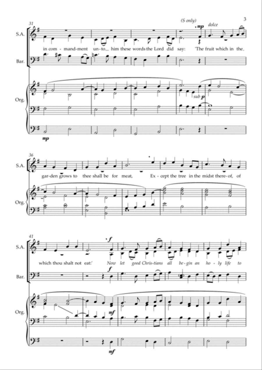 The Lord at first did Adam make (for SABar choir and organ) 3-Part scores gallery preview page 3