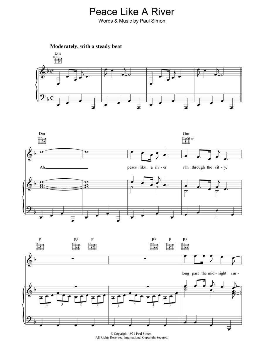 Peace Like A River Peace Like A River Piano, Vocal, Guitar scores gallery preview page 1
