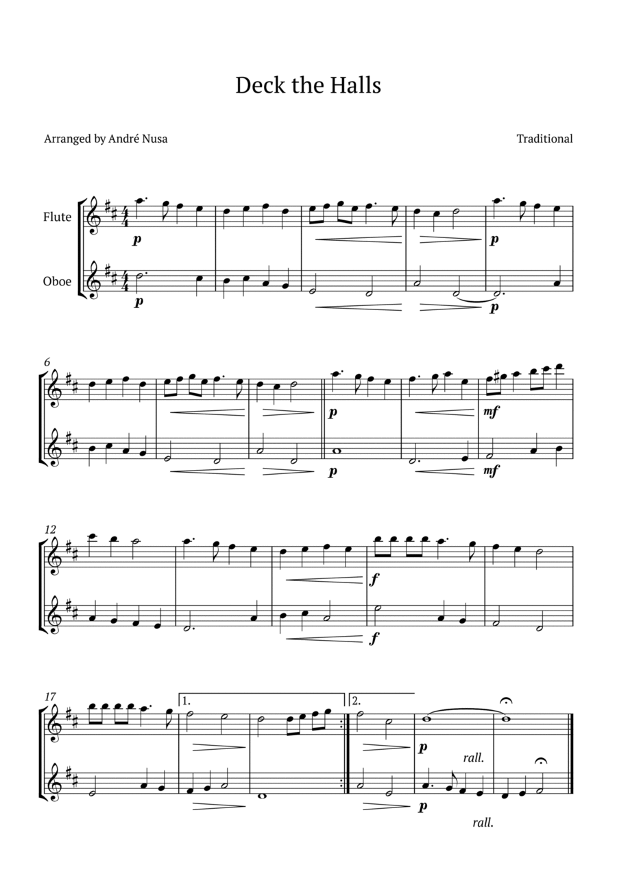 Deck the Halls Woodwind Duet scores gallery preview page 1