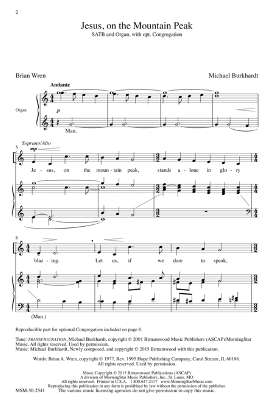 Jesus, on the Mountain Peak 4-Part scores gallery preview page 2