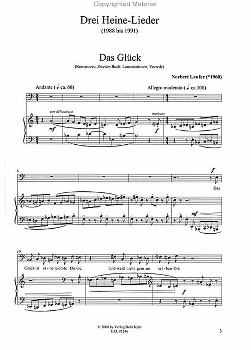 Drei Heine-Lieder für Bariton und Klavier (1988-1991)