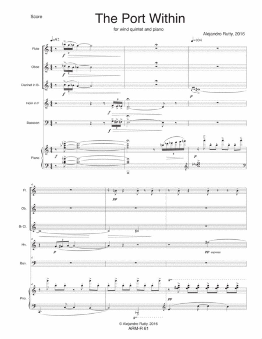 The Port Within - for wind quintet and piano Small Ensemble scores gallery preview page 3