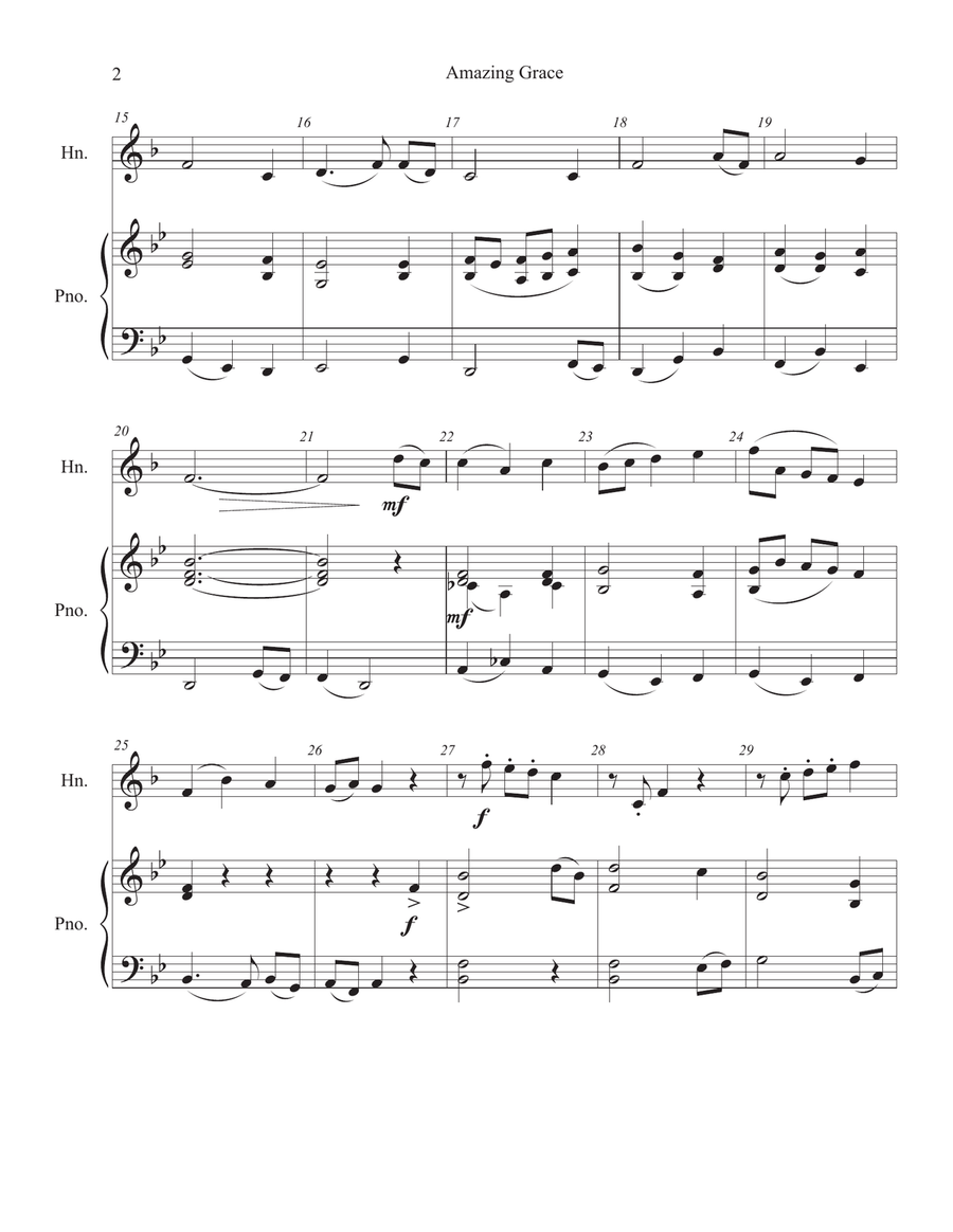 Amazing Grace for French Horn and Piano Horn scores gallery preview page 4