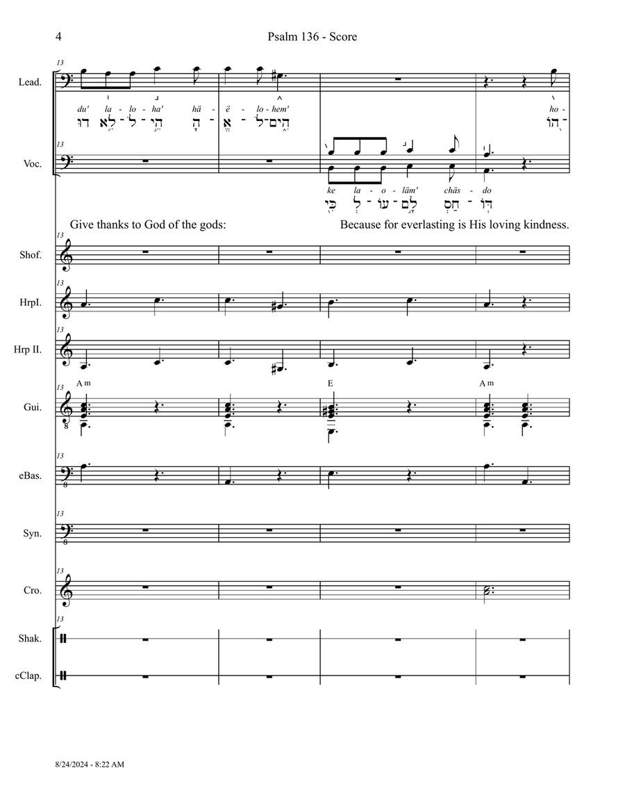 Psalm 136 - Score Only Small Ensemble scores gallery preview page 4