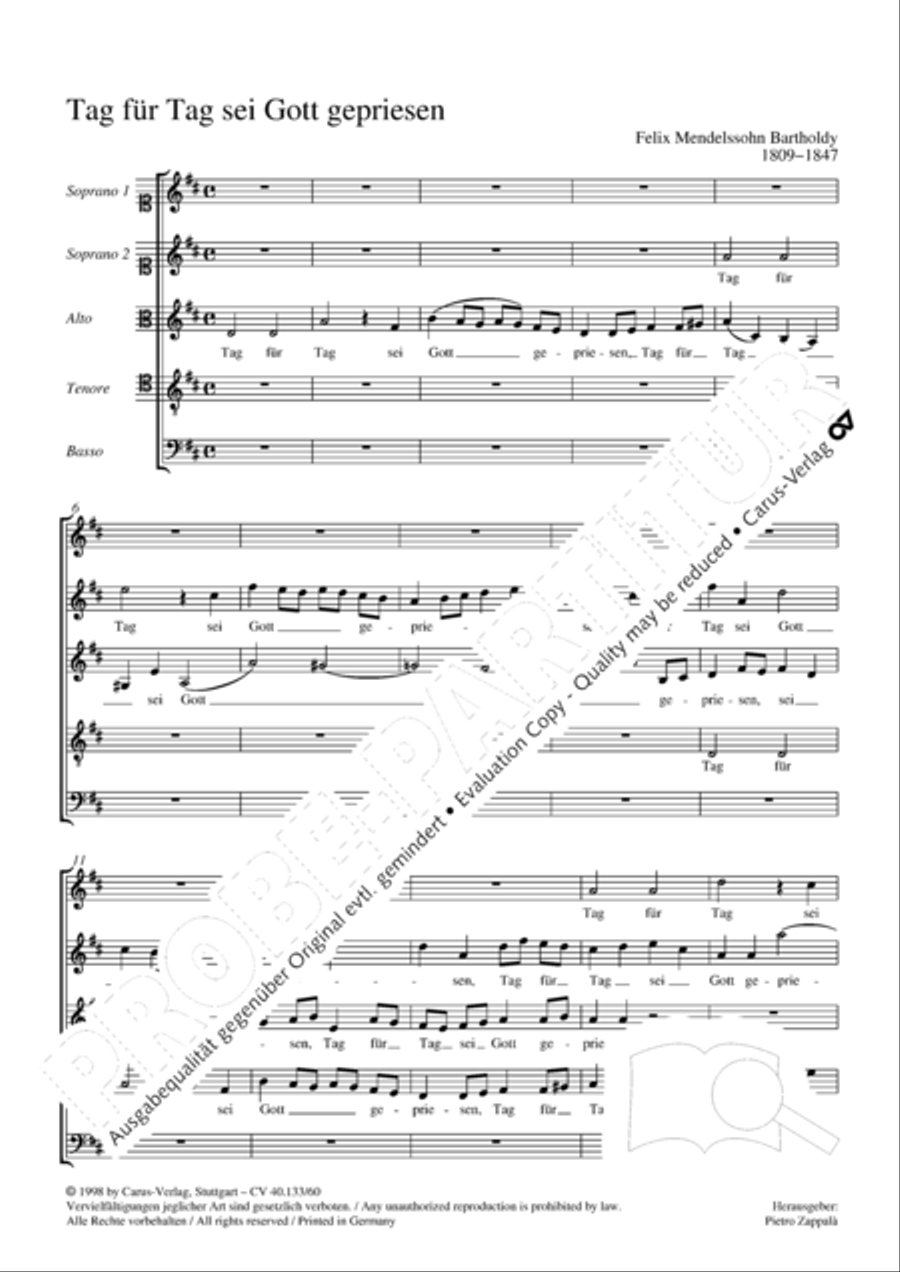 Tag fur Tag sei Gott gepriesen SSATB scores gallery preview page 3