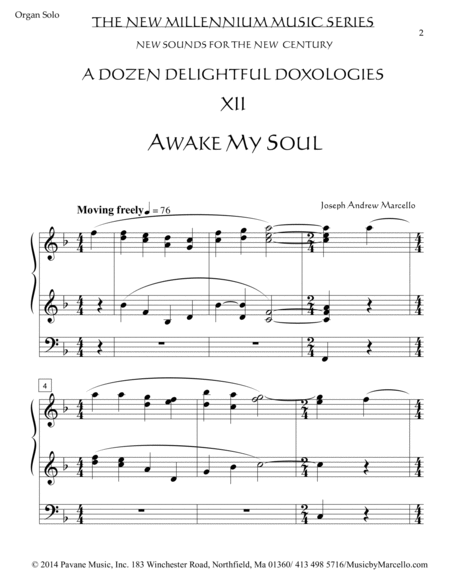 Delightful Doxology XII - Awake, My Soul - Organ (F) image number null
