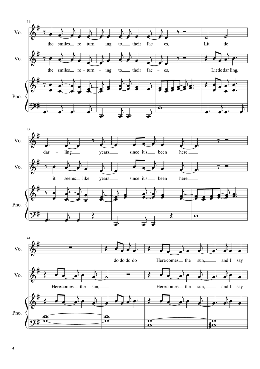 Here Comes The Sun Here Comes The Sun Vocal Duet scores gallery preview page 4